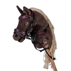 Ogłowie HKM Hobby Horse Manchester czarne/róż