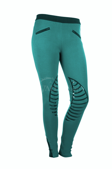 Legginsy HKM Starlight z lejem silikonowym petrol-granat