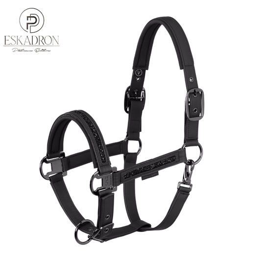 Kantar Eskadron Platinum Faux Leather Jewel Double Pin Black