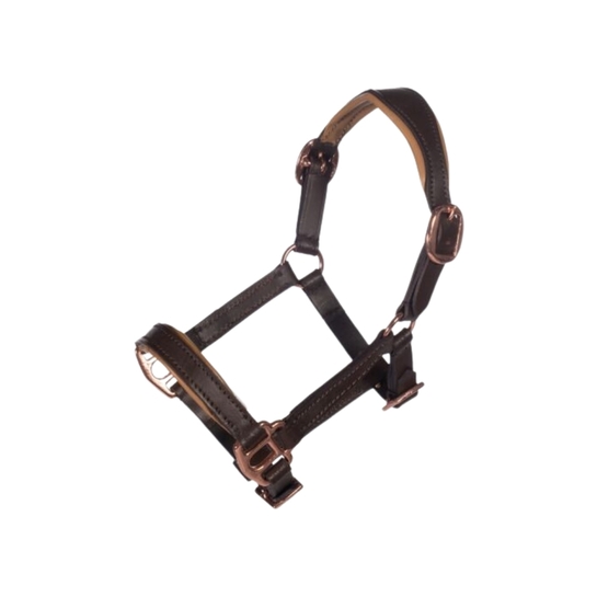 Kantar skórzany HKM Hobby Horse rosegold/brązowe