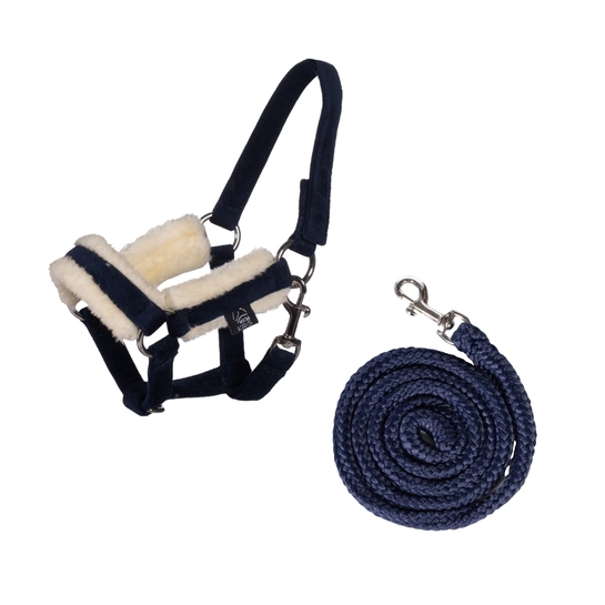Kantar z uwiązem HKM Hobby Horse Velvet granatowy