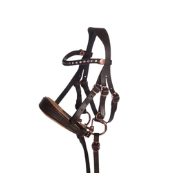Ogłowie HKM Hobby Horse rosegold/brązowe